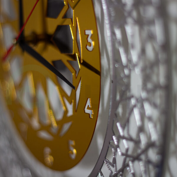 Horloge Murale Motif Allah Argent Dore Macro